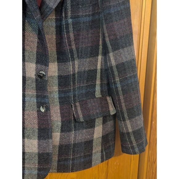 Evan Picone Blazer Academia Plaid 100% Wool Jacket Size 14 - Picture 5 of 16